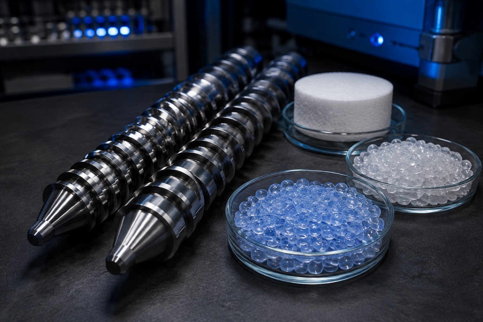 EVA, POE and SEBS compounding material laboratory