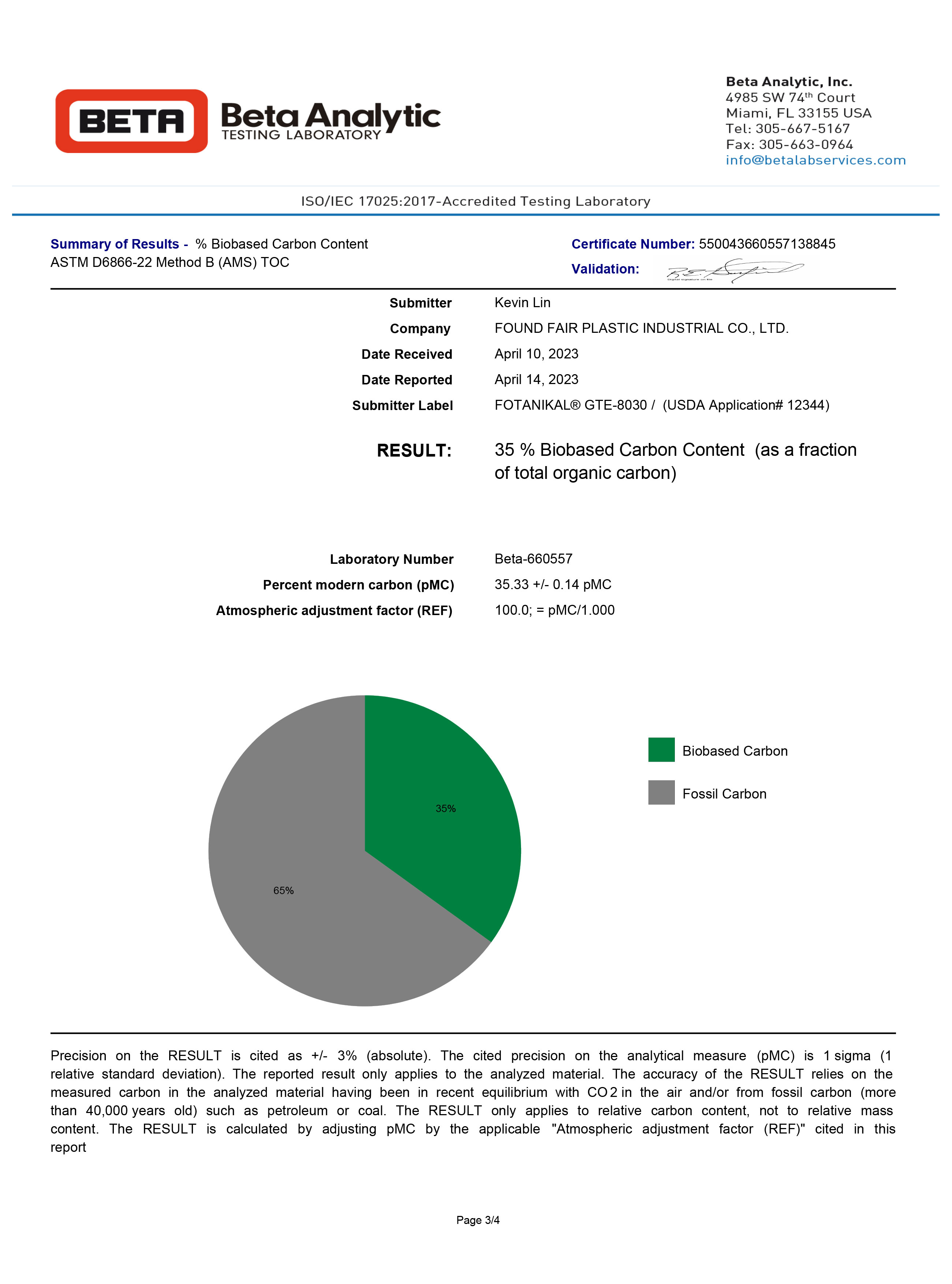 GTE-8030 Biocarbon content 35%